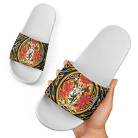 Personalized Denbighshire Wales Slide Sandals Coat Of Arms Celtic Style - Wonder Print Shop