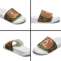 Personalized Denbighshire Wales Slide Sandals Coat Of Arms Celtic Style - Wonder Print Shop