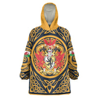 Personalized Denbighshire Wales Wearable Blanket Hoodie Coat Of Arms Celtic Style - Wonder Print Shop