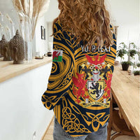 Personalized Denbighshire Wales Women Casual Shirt Coat Of Arms Celtic Style - Wonder Print Shop