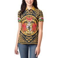 Personalized Denbighshire Wales Women Polo Shirt Coat Of Arms Celtic Style - Wonder Print Shop