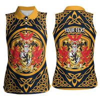 Personalized Denbighshire Wales Women Sleeveless Polo Shirt Coat Of Arms Celtic Style - Wonder Print Shop