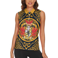 Personalized Denbighshire Wales Women Sleeveless Polo Shirt Coat Of Arms Celtic Style - Wonder Print Shop