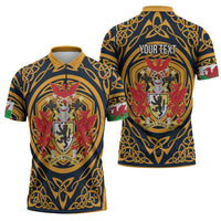 Personalized Denbighshire Wales Zipper Polo Shirt Coat Of Arms Celtic Style - Wonder Print Shop