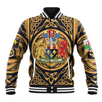 Personalized Monmouthshire Wales Baseball Jacket Coat Of Arms Celtic Style - Wonder Print Shop