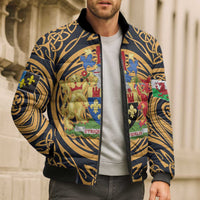 Personalized Monmouthshire Wales Bomber Puffer Jacket Coat Of Arms Celtic Style - Wonder Print Shop