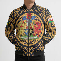 Personalized Monmouthshire Wales Bomber Puffer Jacket Coat Of Arms Celtic Style - Wonder Print Shop