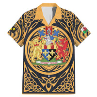 Personalized Monmouthshire Wales Family Matching Mermaid Dress and Hawaiian Shirt Coat Of Arms Celtic Style - Wonder Print Shop