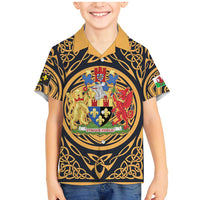 Personalized Monmouthshire Wales Family Matching Mermaid Dress and Hawaiian Shirt Coat Of Arms Celtic Style - Wonder Print Shop