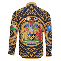 Personalized Monmouthshire Wales Family Matching Off The Shoulder Long Sleeve Dress and Hawaiian Shirt Coat Of Arms Celtic Style - Wonder Print Shop