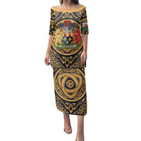 Personalized Monmouthshire Wales Family Matching Puletasi and Hawaiian Shirt Coat Of Arms Celtic Style - Wonder Print Shop