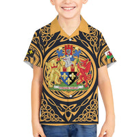 Personalized Monmouthshire Wales Family Matching Short Sleeve Bodycon Dress and Hawaiian Shirt Coat Of Arms Celtic Style - Wonder Print Shop