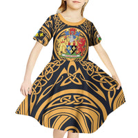 Personalized Monmouthshire Wales Kid Short Sleeve Dress Coat Of Arms Celtic Style - Wonder Print Shop