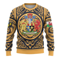 Personalized Monmouthshire Wales Ugly Christmas Sweater Coat Of Arms Celtic Style - Wonder Print Shop