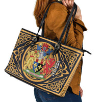 Personalized Monmouthshire Wales Leather Tote Bag Coat Of Arms Celtic Style - Wonder Print Shop