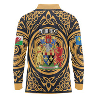 Personalized Monmouthshire Wales Long Sleeve Polo Shirt Coat Of Arms Celtic Style - Wonder Print Shop