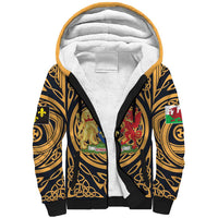 Personalized Monmouthshire Wales Sherpa Hoodie Coat Of Arms Celtic Style - Wonder Print Shop
