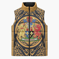 Personalized Monmouthshire Wales Sleeveless Puffer Jacket Coat Of Arms Celtic Style - Wonder Print Shop