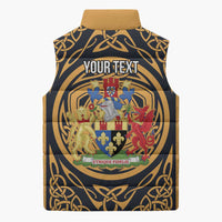 Personalized Monmouthshire Wales Sleeveless Puffer Jacket Coat Of Arms Celtic Style - Wonder Print Shop