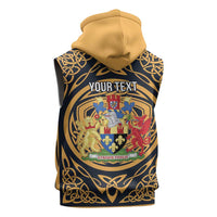 Personalized Monmouthshire Wales Sleeveless Zip Hoodie Coat Of Arms Celtic Style - Wonder Print Shop