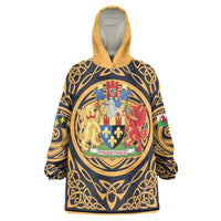 Personalized Monmouthshire Wales Wearable Blanket Hoodie Coat Of Arms Celtic Style - Wonder Print Shop
