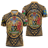 Personalized Monmouthshire Wales Zipper Polo Shirt Coat Of Arms Celtic Style - Wonder Print Shop