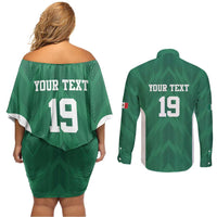Custom Mexico Football Couples Matching Off Shoulder Short Dress and Long Sleeve Button Shirt El Tricolor World Cup Style - Wonder Print Shop