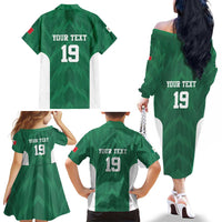 Custom Mexico Football Family Matching Off The Shoulder Long Sleeve Dress and Hawaiian Shirt El Tricolor World Cup Style - Wonder Print Shop