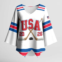 Custom USA Ice Hockey Kimono Sleeve Blouse Let’s Go Champions