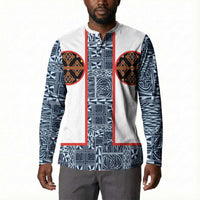 Cameroon Traditional Toghu Pattern Button Sweatshirt African Tribal Ndop Geometric Design