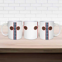 Cameroon Traditional Toghu Pattern Ceramic Mug African Tribal Ndop Geometric Design