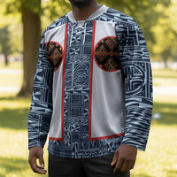 Cameroon Traditional Toghu Pattern Hockey Jersey African Tribal Ndop Geometric Design