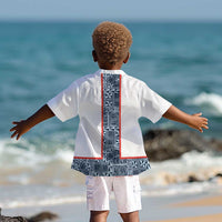 Cameroon Traditional Toghu Pattern Kid Hawaiian Shirt African Tribal Ndop Geometric Design