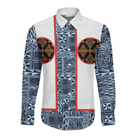 Cameroon Traditional Toghu Pattern Long Sleeve Button Shirt African Tribal Ndop Geometric Design