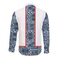 Cameroon Traditional Toghu Pattern Long Sleeve Button Shirt African Tribal Ndop Geometric Design