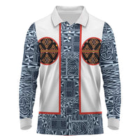 Cameroon Traditional Toghu Pattern Long Sleeve Polo Shirt African Tribal Ndop Geometric Design