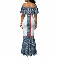 Cameroon Traditional Toghu Pattern Mermaid Dress African Tribal Ndop Geometric Design