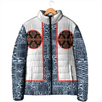 Cameroon Traditional Toghu Pattern Padded Jacket African Tribal Ndop Geometric Design