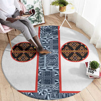Cameroon Traditional Toghu Pattern Round Carpet African Tribal Ndop Geometric Design