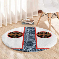 Cameroon Traditional Toghu Pattern Round Carpet African Tribal Ndop Geometric Design
