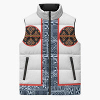 Cameroon Traditional Toghu Pattern Sleeveless Puffer Jacket African Tribal Ndop Geometric Design