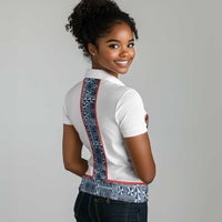 Cameroon Traditional Toghu Pattern Women Polo Shirt African Tribal Ndop Geometric Design