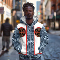 Cameroon Traditional Toghu Pattern Zip Hoodie African Tribal Ndop Geometric Design