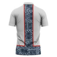 Cameroon Traditional Toghu Pattern Zipper Polo Shirt African Tribal Ndop Geometric Design