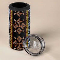 Cameroon Bamileke Toghu Pattern 4 in 1 Can Cooler Tumbler Bamenda Royal Cultural Design