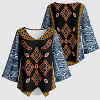 Cameroon Bamileke Toghu Pattern Kimono Sleeve Blouse Bamenda Royal Cultural Design