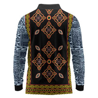 Cameroon Bamileke Toghu Pattern Long Sleeve Polo Shirt Bamenda Royal Cultural Design
