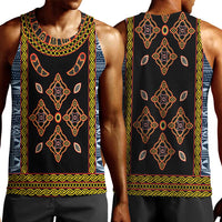 Cameroon Bamileke Toghu Pattern Men Tank Top Bamenda Royal Cultural Design