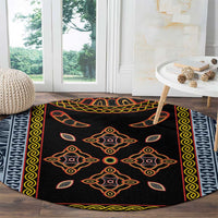 Cameroon Bamileke Toghu Pattern Round Carpet Bamenda Royal Cultural Design