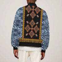 Cameroon Bamileke Toghu Pattern Sleeve Zip Bomber Jacket Bamenda Royal Cultural Design